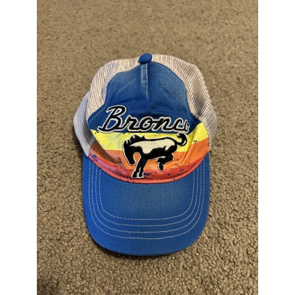 Ford Bronco Mesh SnapBack Trucker Cap Hat White/Blue - Picture 2 of 10